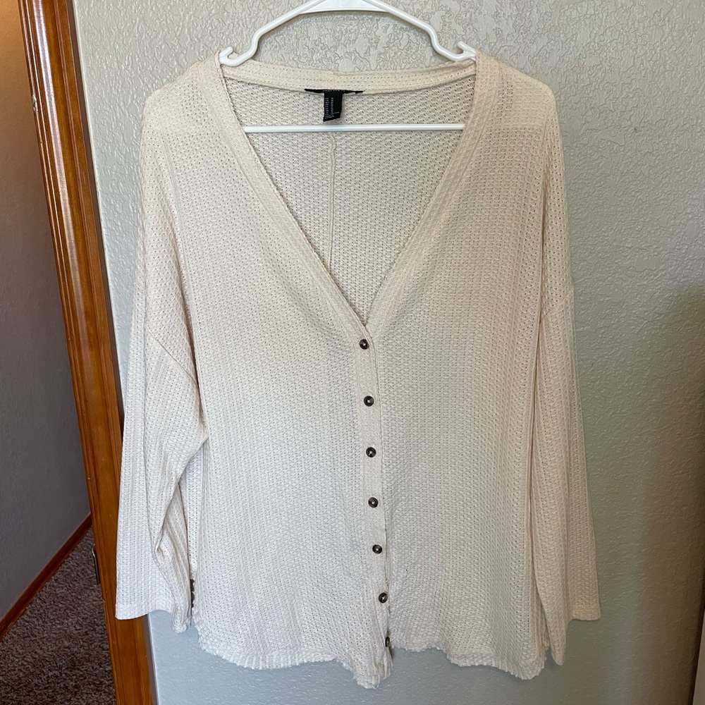 Cream button up top